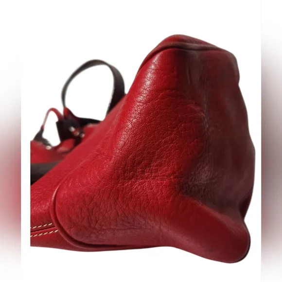 Dooney & Bourke All Weather Red Pebbled Leather Large Bucket Bag